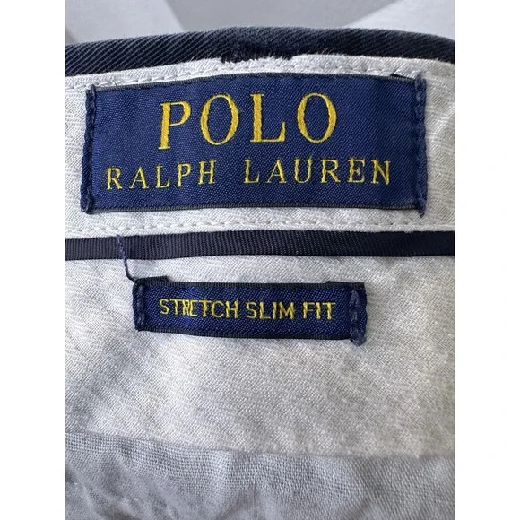 Polo Ralph Lauren Men Pants 35x32 Navy Blue Cotton Stretch Slim Fit Actual 36x30 - Picture 9 of 11